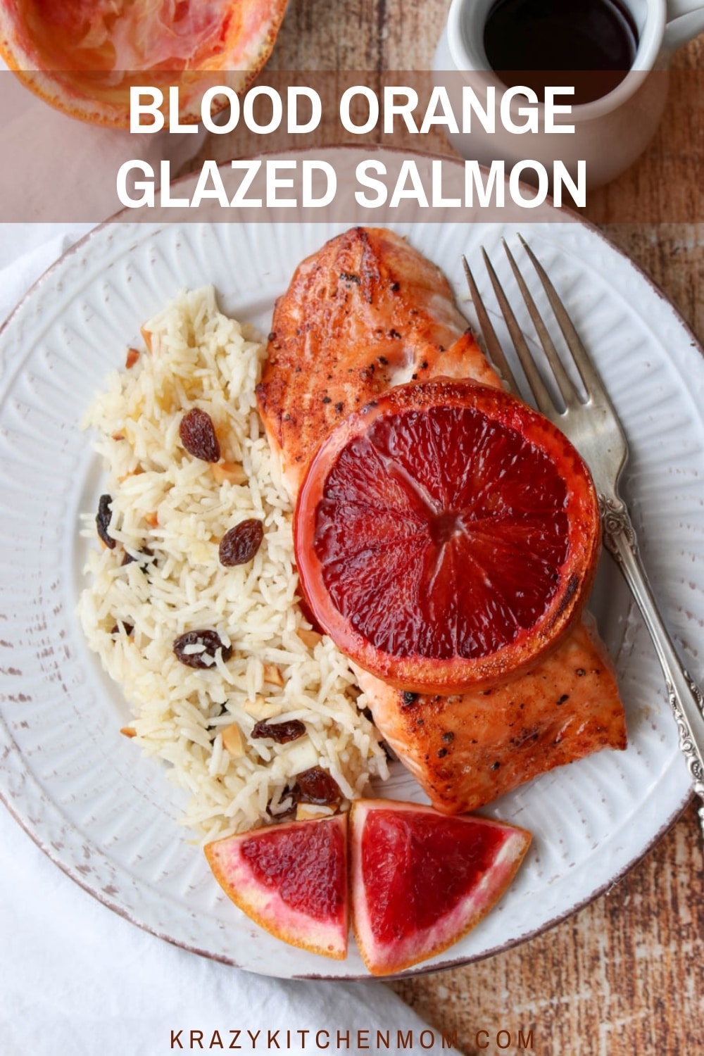 Sweet savory blood orange glaze kisses these salmon filets with all the right flavors. It's so good, you'll want to add it to your regular dinner rotation. via @krazykitchenmom