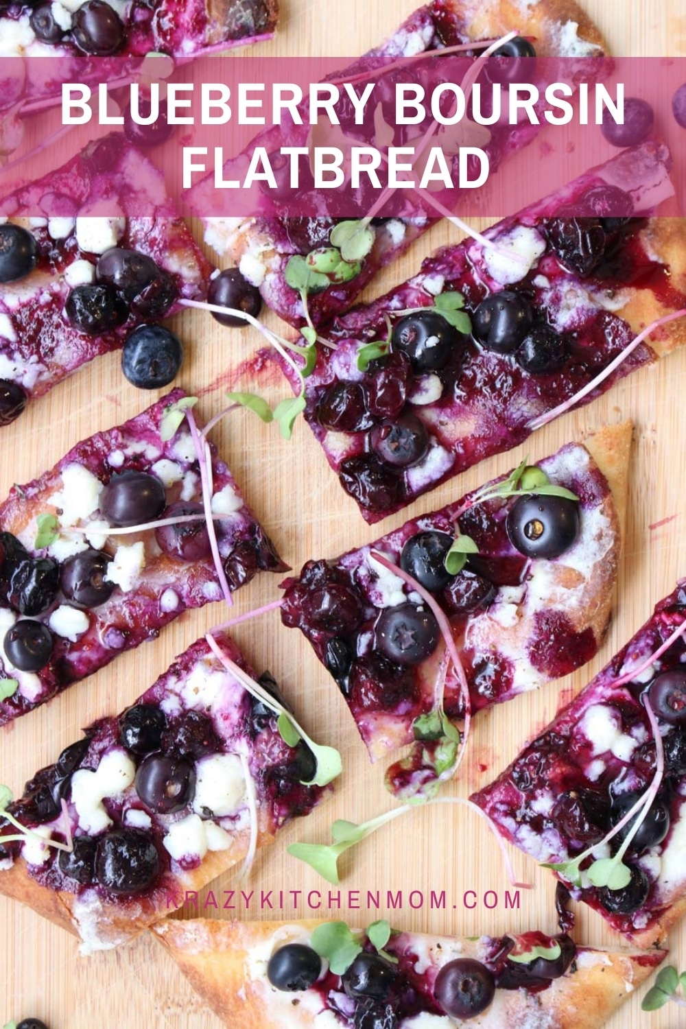 A sweet, tart, and savory flatbread that is ready in minutes using store-bought ingredients. Serve it as an appetizer or dessert. via @krazykitchenmom