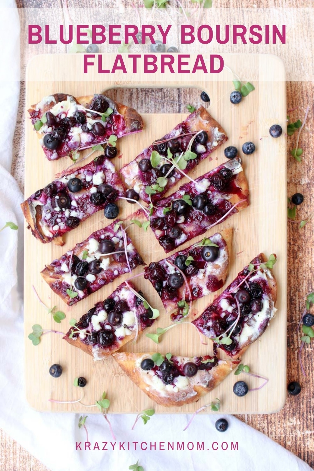 A sweet, tart, and savory flatbread that is ready in minutes using store-bought ingredients. Serve it as an appetizer or dessert. via @krazykitchenmom