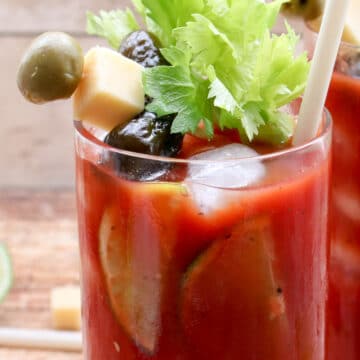 close up of the bloody mary garnishes