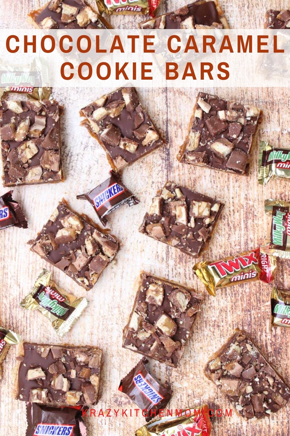 Ooey gooey, creamy, chocolatey cookie bars are my favorite no-bake, easy recipe for all my sweet tooth chocolate lovers. Made with graham crackers, caramel, chocolate chips, and assorted candy bars. via @krazykitchenmom