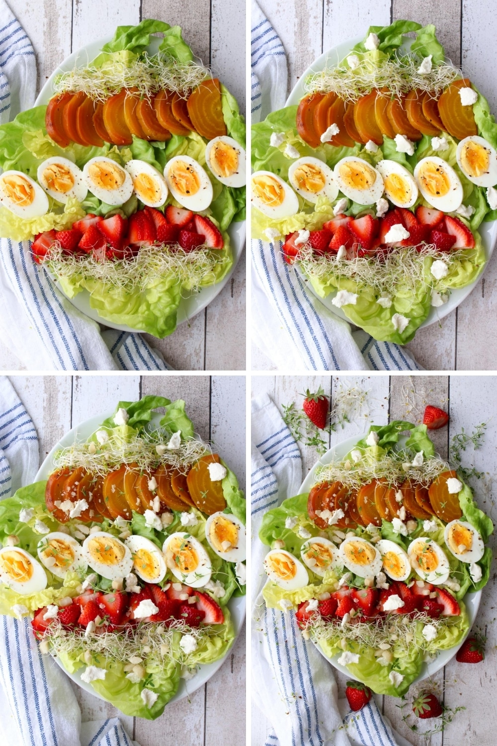 collage showing how to assemble the salad