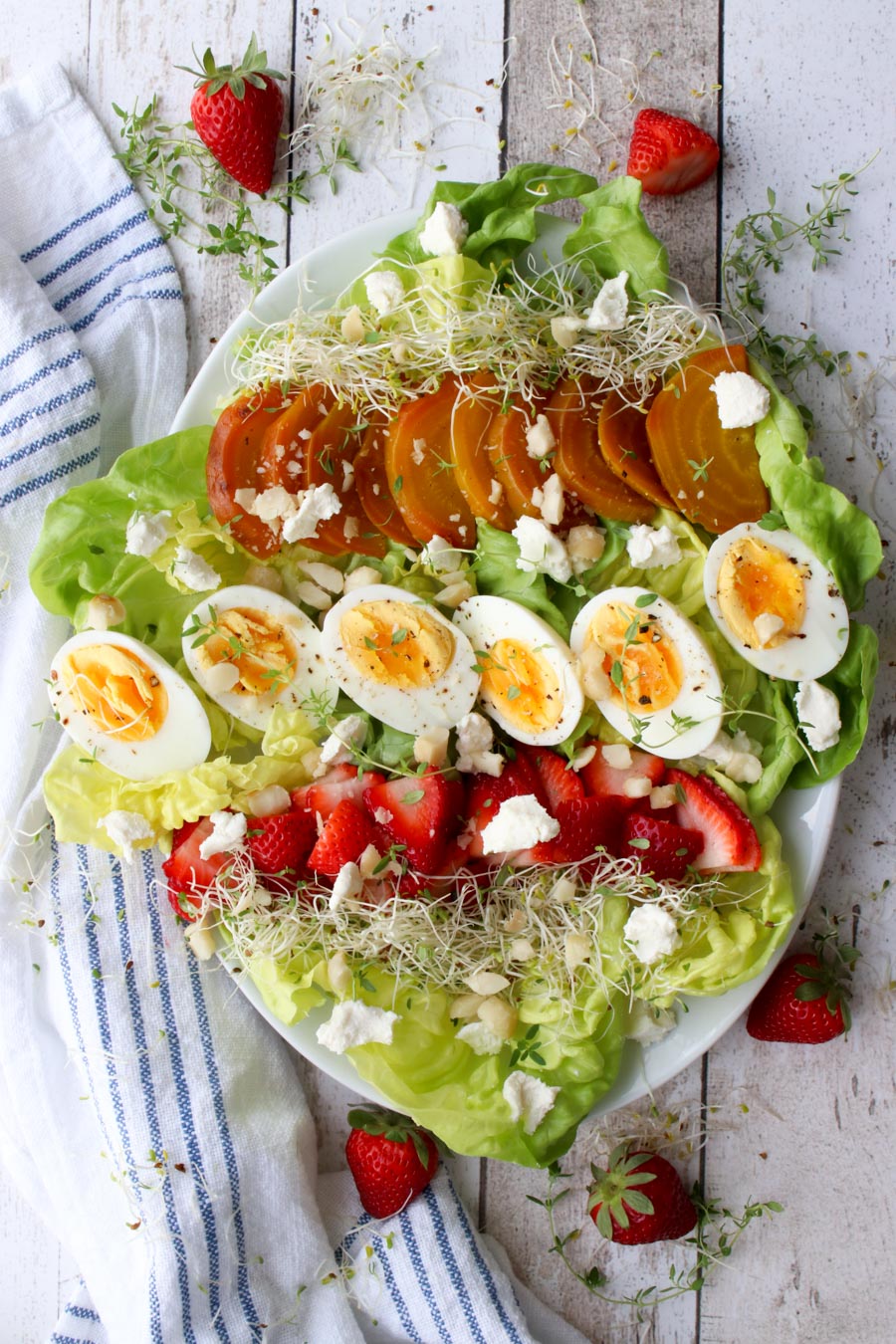 platter with a colorful spring salad