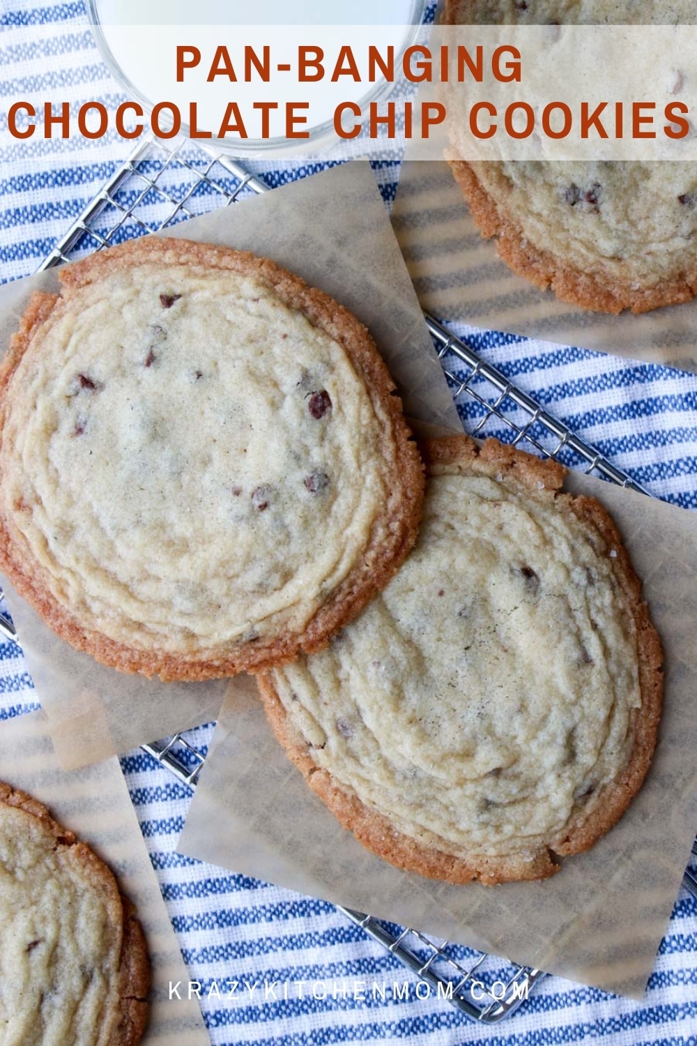 Giant chocolate chip cookies with crispy outside and soft and chewy inside.  via @krazykitchenmom