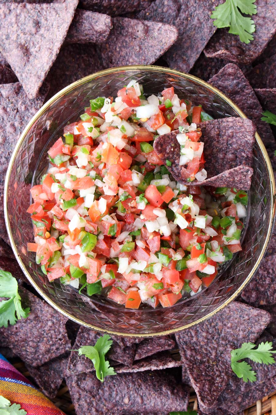 close up shot of a bowl of pico de gallo