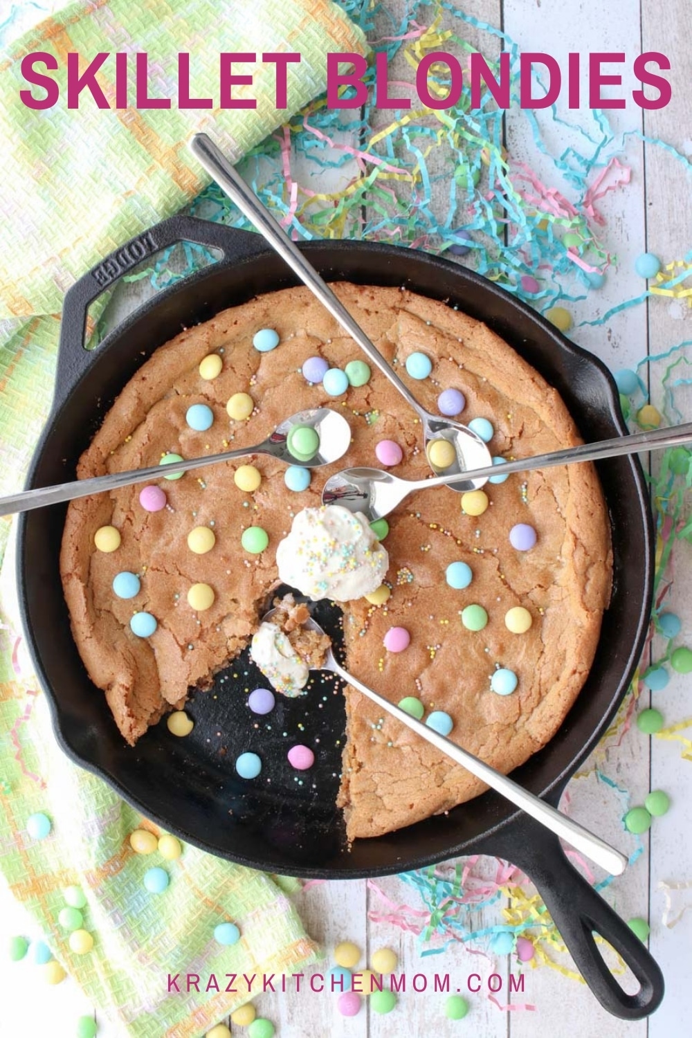 Ooey-gooey inside with crispy edges, this is the easiest homemade baked "cookie" you'll ever make! Hot out of the oven, grab spoons and your friends and dig in. via @krazykitchenmom