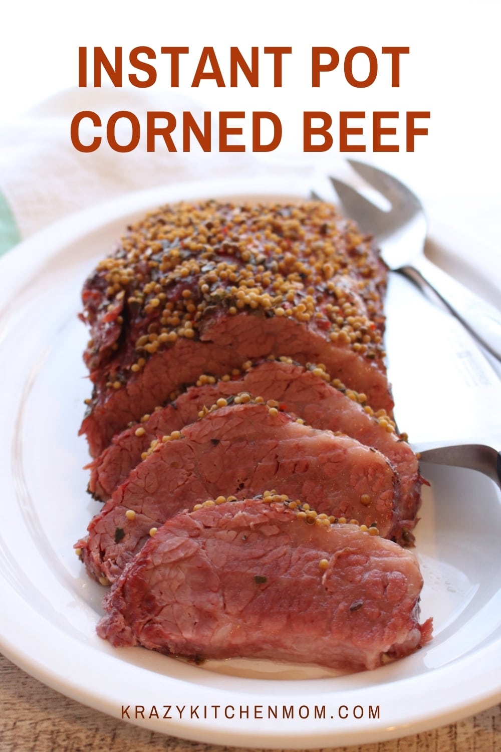 Three ingredient Pressure Cooker Corned Beef is moist, tender corned beef that turns out perfectly every time. Whether you use the Instant Pot or another brand of a pressure cooker, you can't fail with this recipe. via @krazykitchenmom