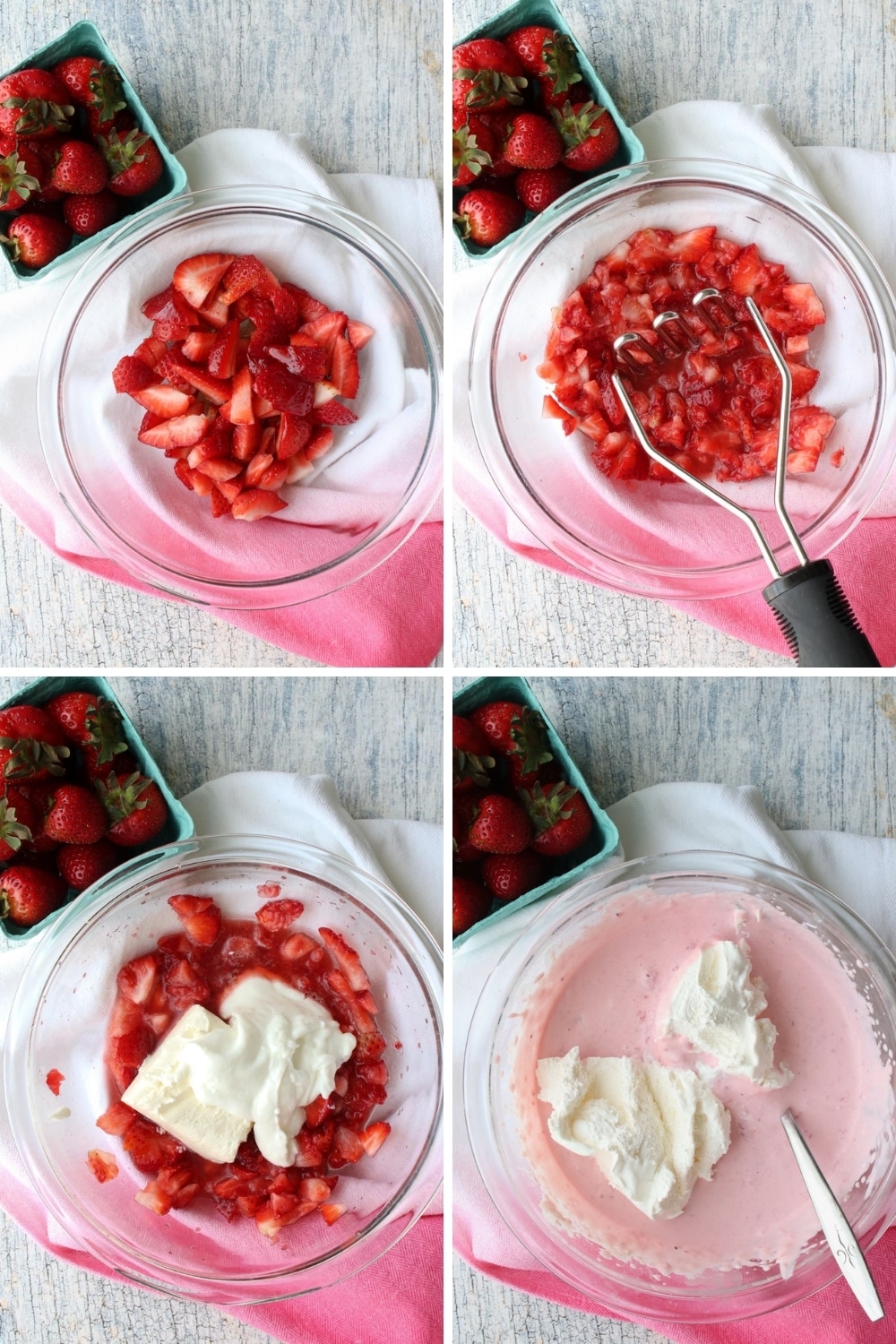 photo showing step to make strawberry cheesecake mousse