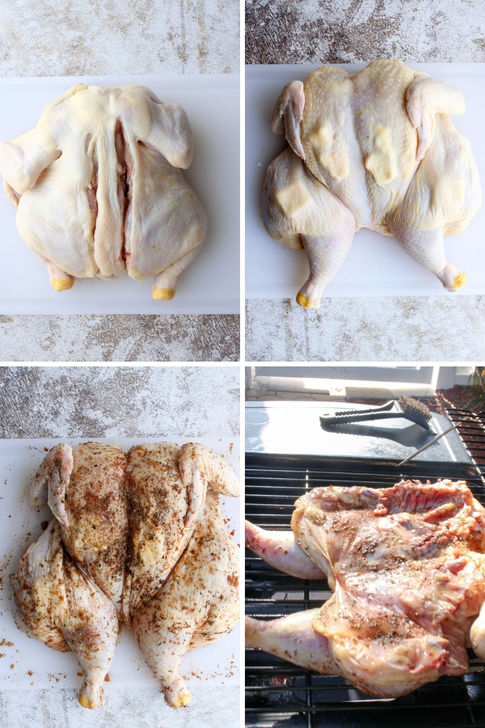 collage showing how to make spatchcock chicken