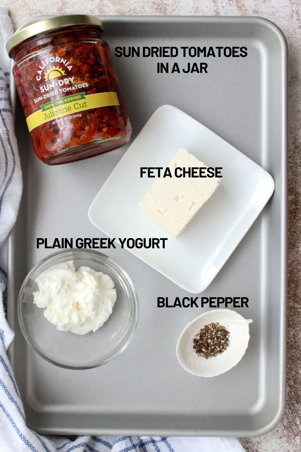 Ingredients to make whipped feta