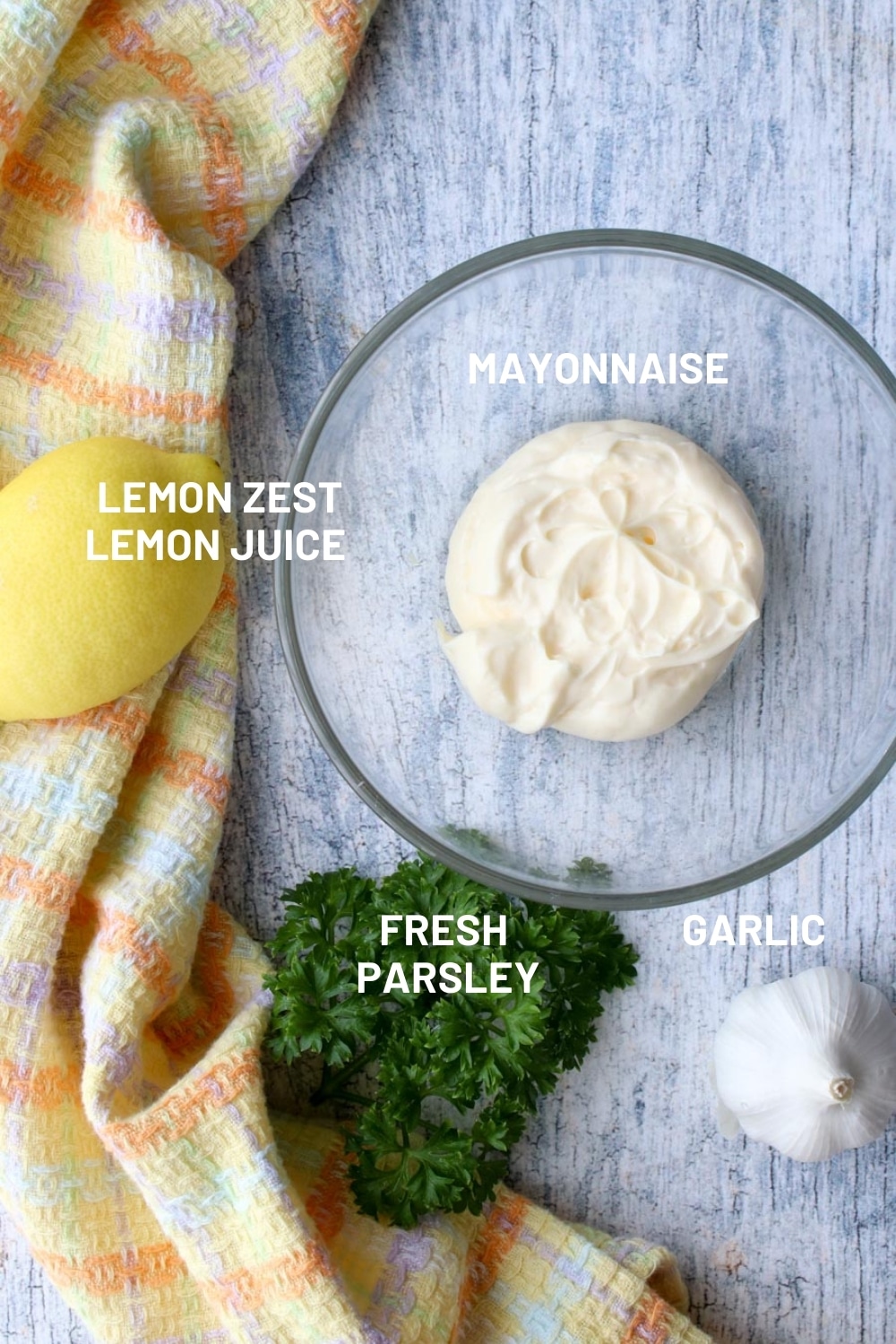 photo of ingredient to make lemon garlic aioli