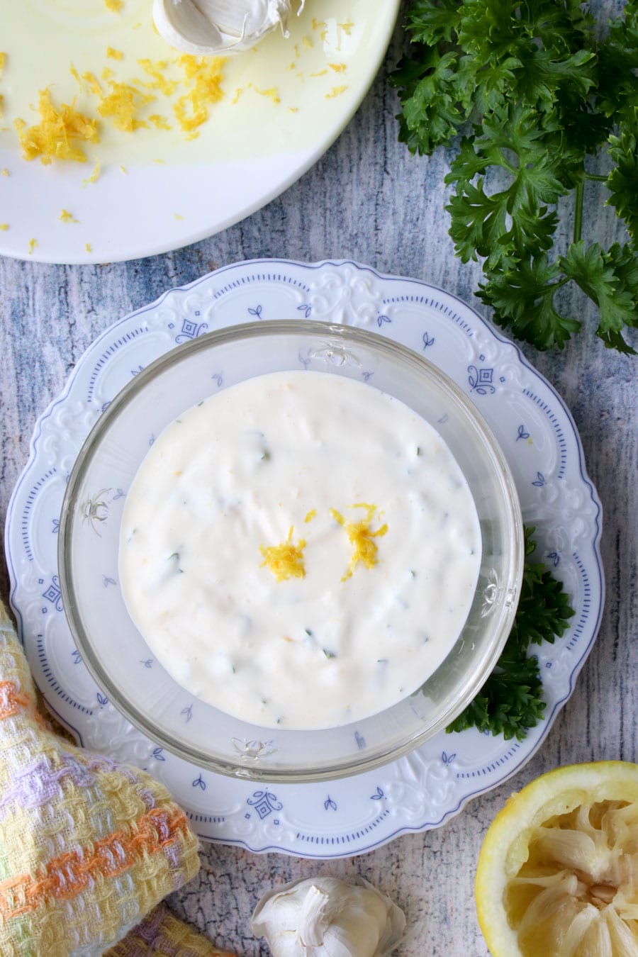 bowl of lemon garlic aioli