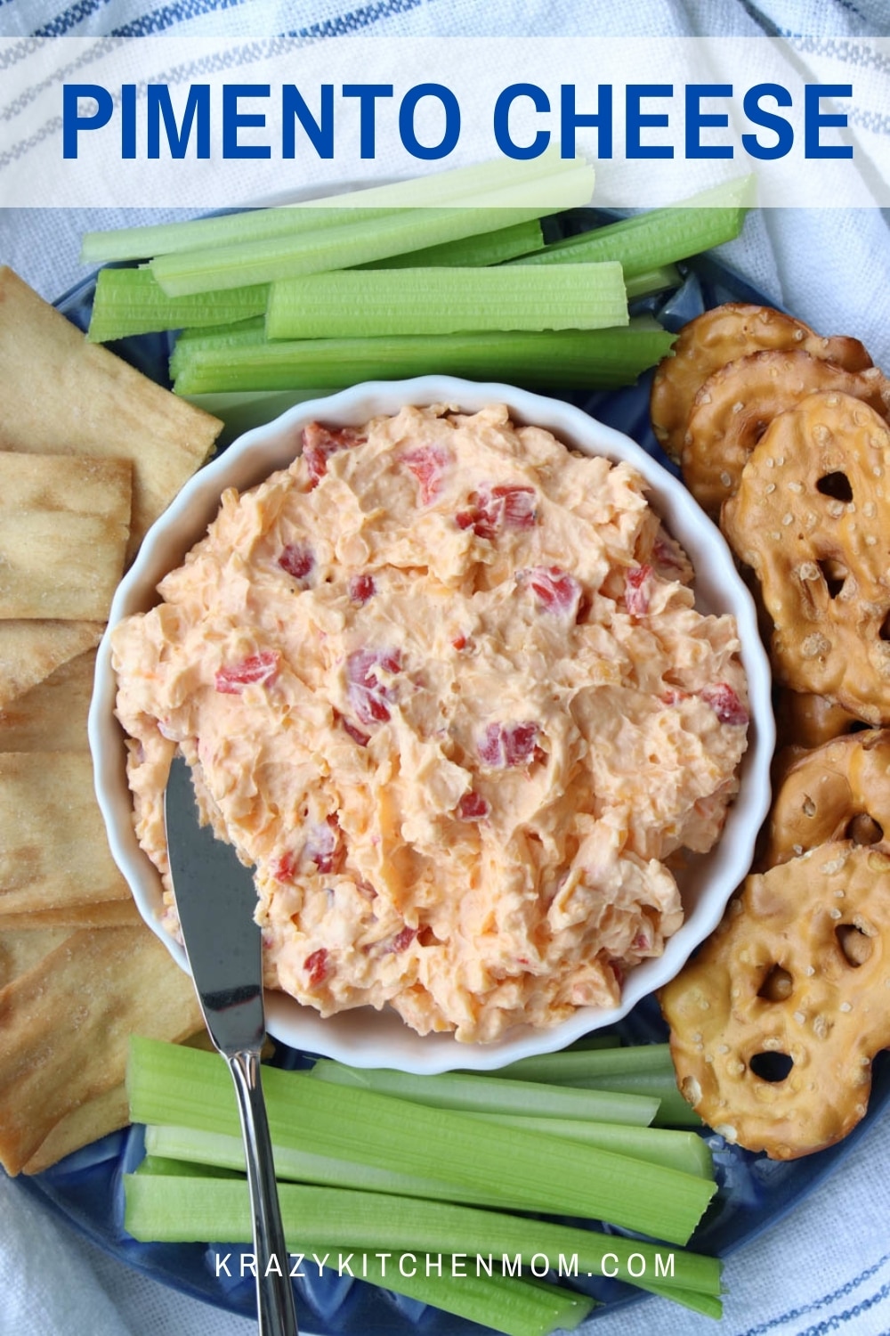 Homemade Southern Style Pimento Cheese is ready in 5 minutes. It's so good, you'll want to keep a jar in the refrigerator all the time. via @krazykitchenmom