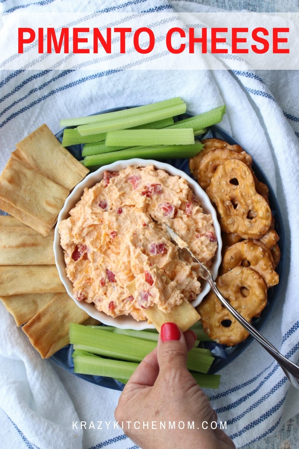 Homemade Southern Style Pimento Cheese is ready in 5 minutes. It's so good, you'll want to keep a jar in the refrigerator all the time. via @krazykitchenmom