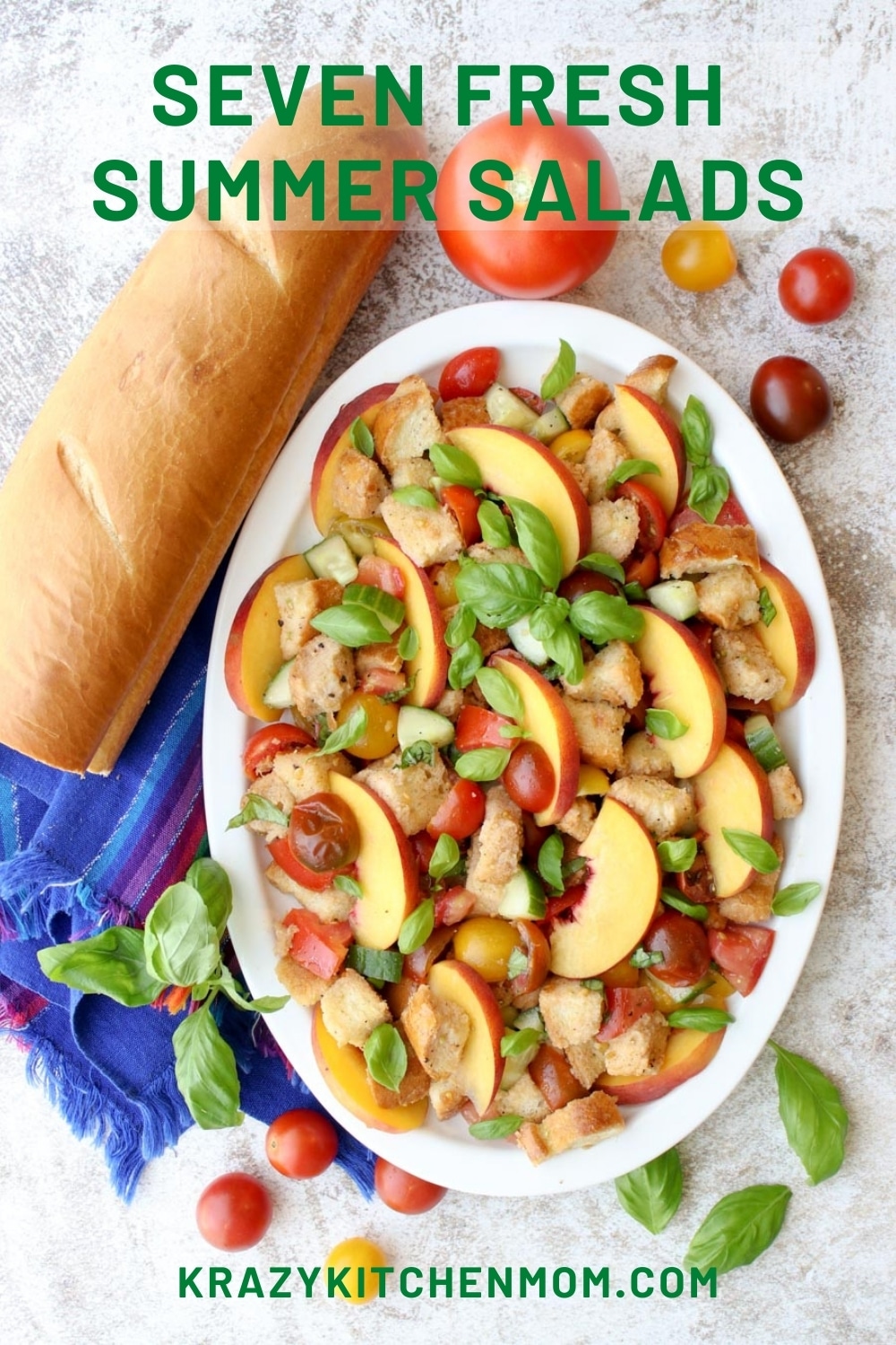 Seven big, bold, colorful, fresh summer salads to make for a casual family dinner, your next cookout, or a quiet afternoon lunch.  via @krazykitchenmom