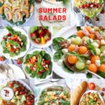 Collage of seven summer salads