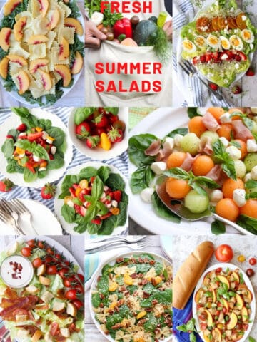 Collage of seven summer salads