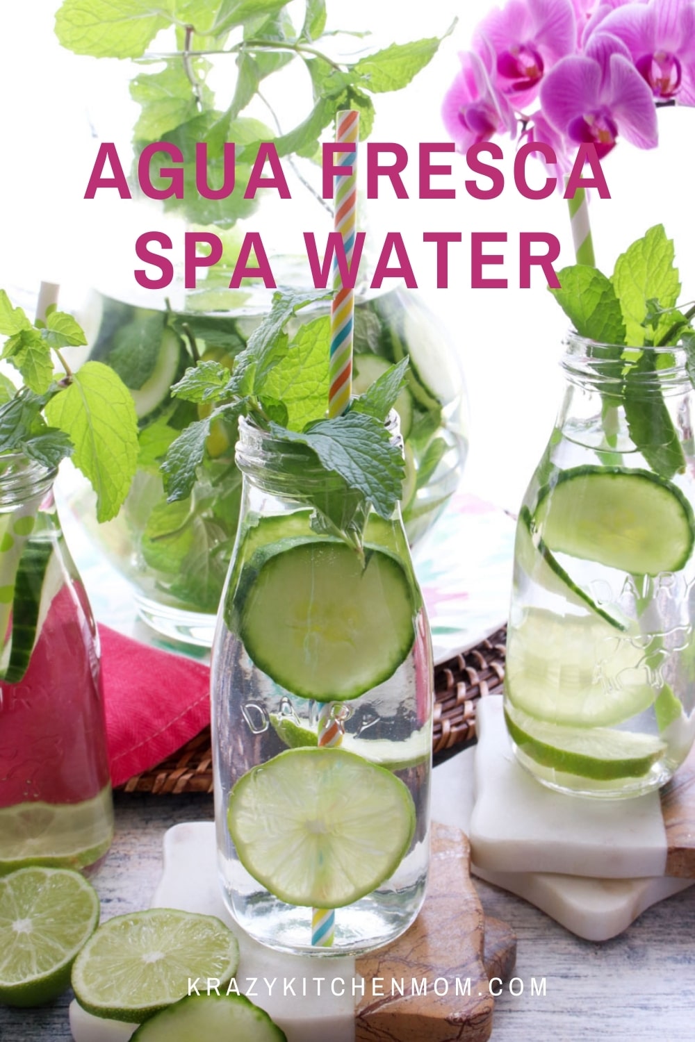 When it's hot outside all you want is something cold and refreshing. Kick it up by making a large pitcher of cucumber lime agua fresca spa water.  via @krazykitchenmom