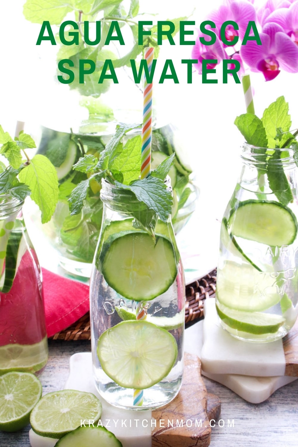 When it's hot outside all you want is something cold and refreshing. Kick it up by making a large pitcher of cucumber lime agua fresca spa water.  via @krazykitchenmom