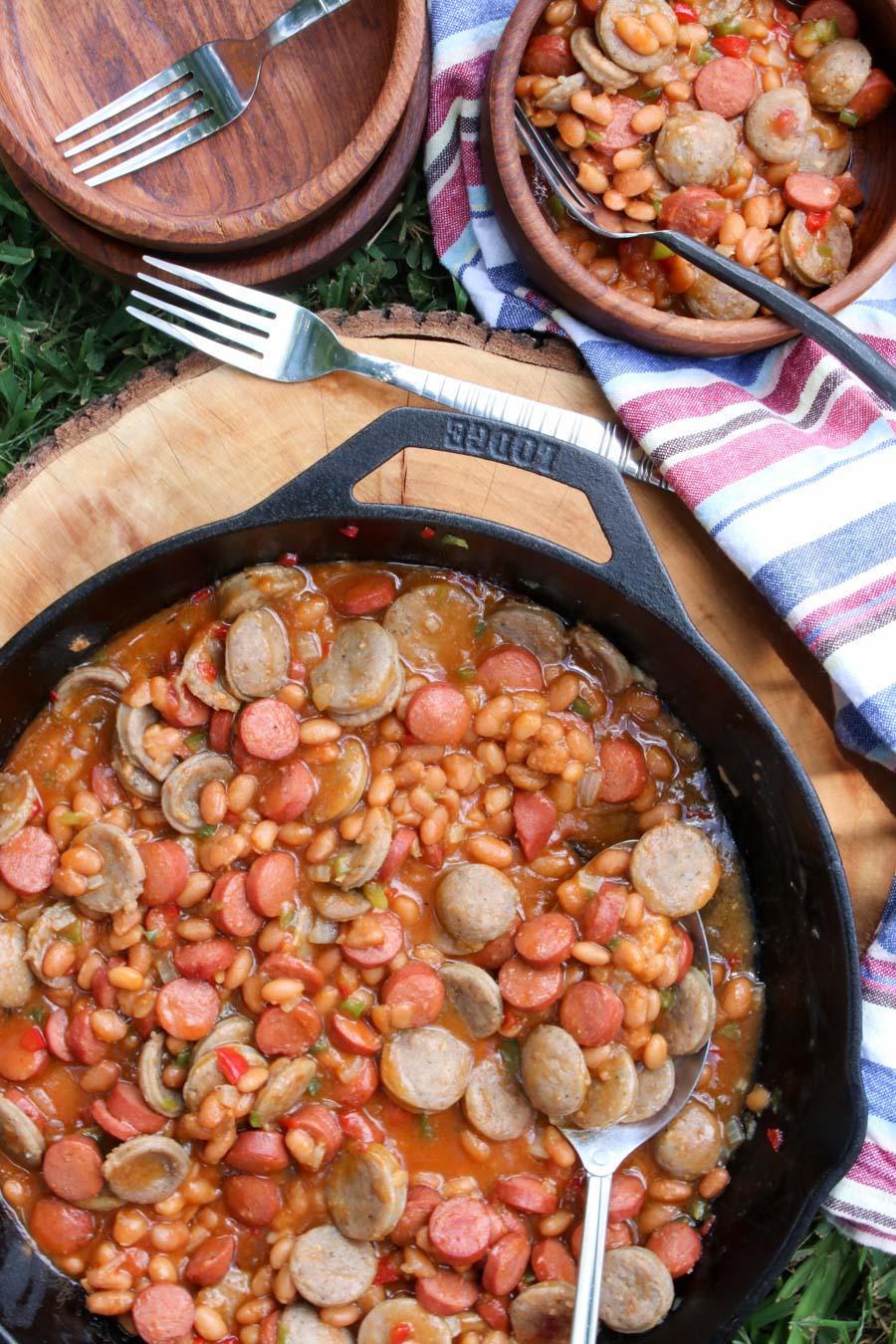 pot of campfire bean and weenies