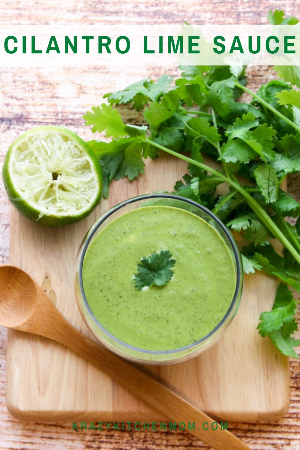 Cilantro Lime Sauce is a creamy, tangy, fresh, and bright sauce. Drizzle it on grilled chicken, pork, or steak. It's also a great sauce for grilled vegetables. via @krazykitchenmom