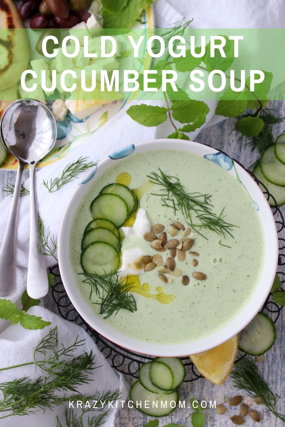 Who says you can't have soup in the summertime? This is soup is cold, fresh, and refreshing. It's ridiculously easy to make and ready in minutes.  via @krazykitchenmom