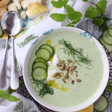 bowl of yogurt cucumber soup