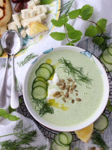 bowl of yogurt cucumber soup