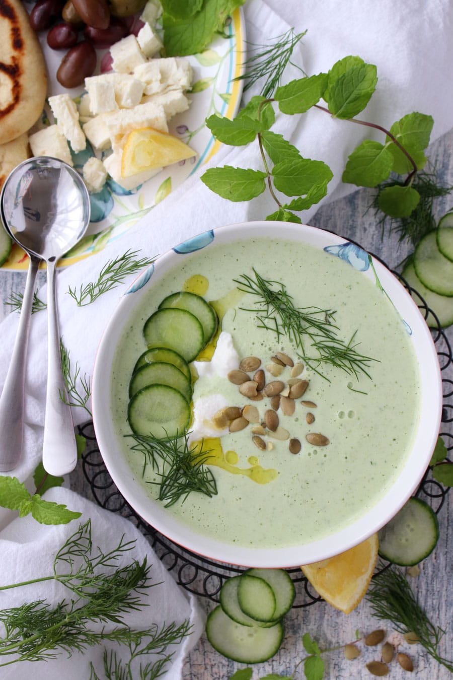 bowl of yogurt cucumber soup