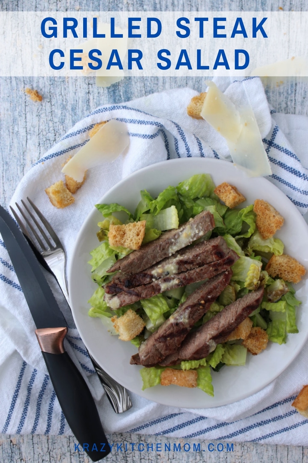 Turn a simple Cesar salad into an impressive dinner plater by using your BBQ grill or a simple stovetop grill pan.  via @krazykitchenmom