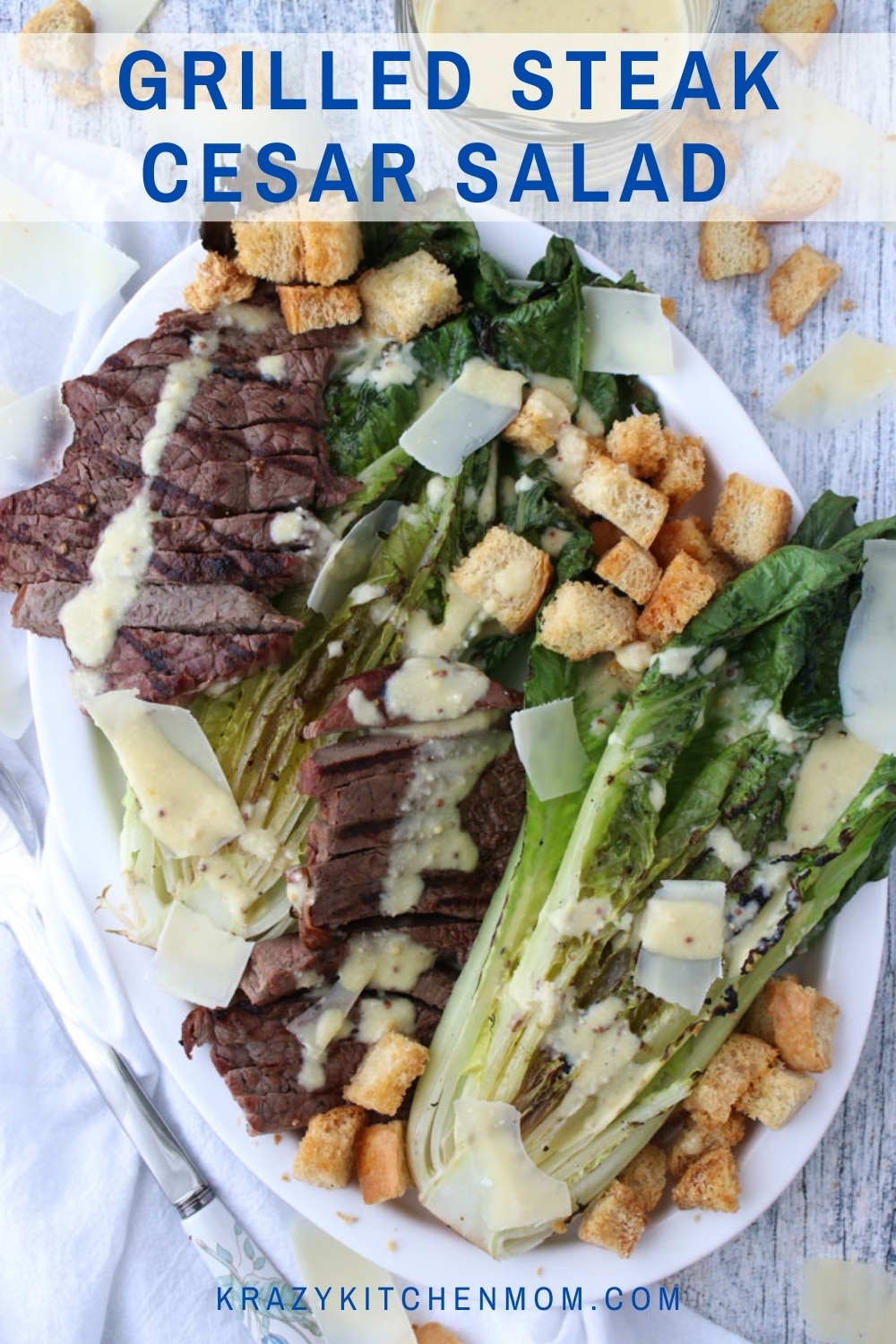 Turn a simple Cesar salad into an impressive dinner plater by using your BBQ grill or a simple stovetop grill pan.  via @krazykitchenmom