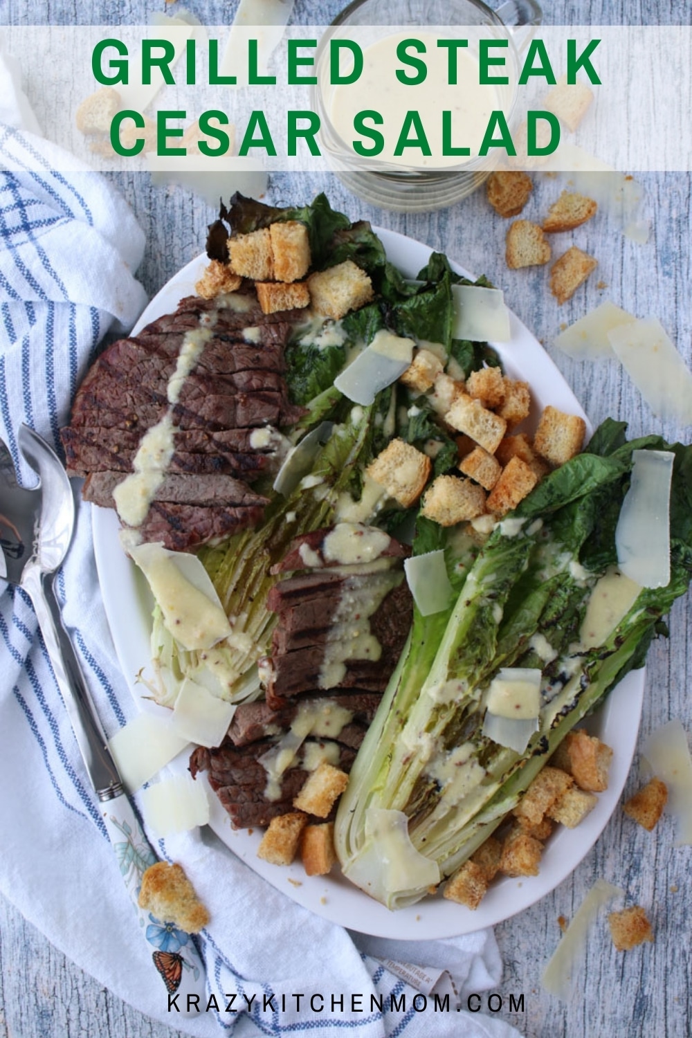 Turn a simple Cesar salad into an impressive dinner plater by using your BBQ grill or a simple stovetop grill pan.  via @krazykitchenmom