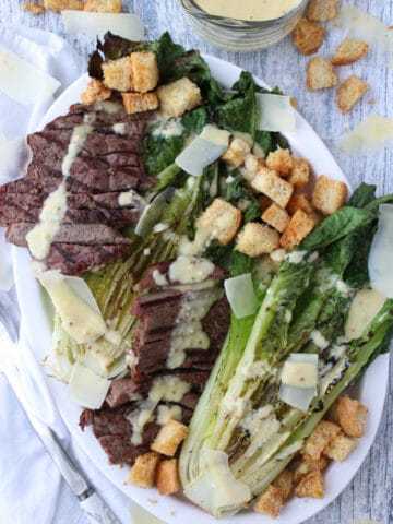 Steak Cesare Salad on a platter