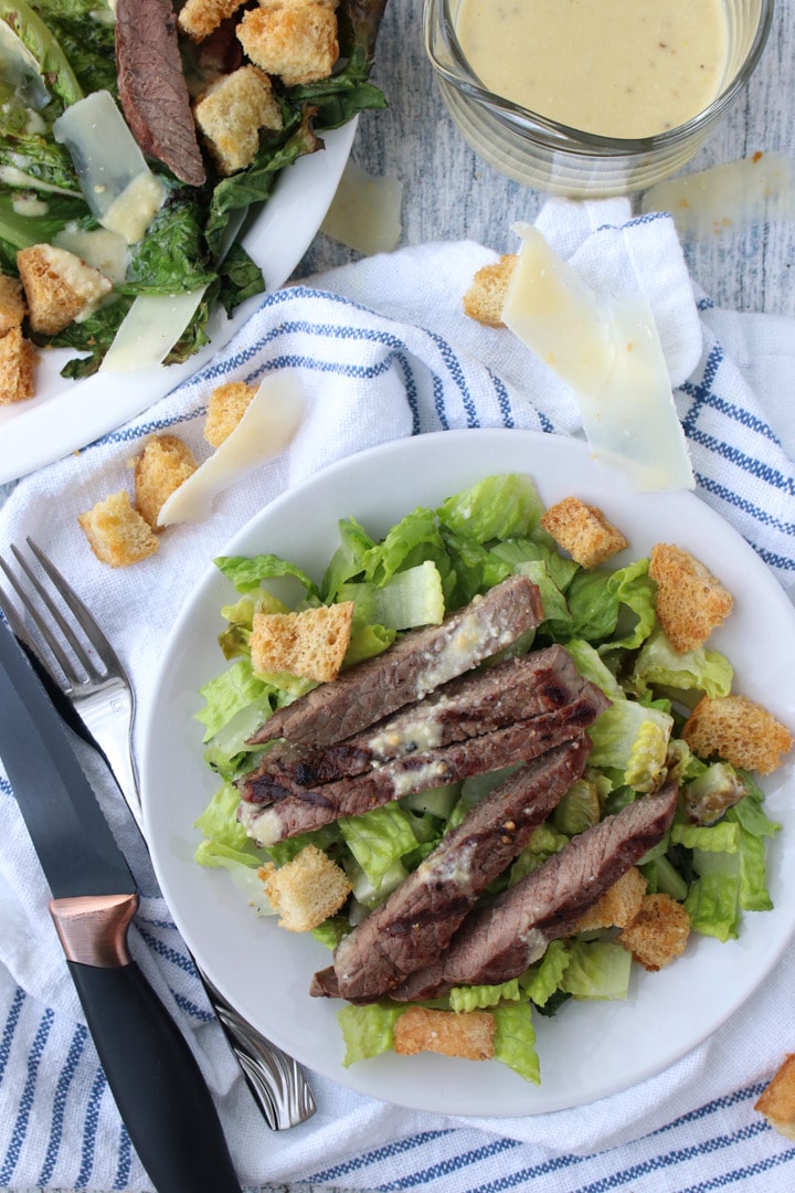 Steak Salad a round white plate