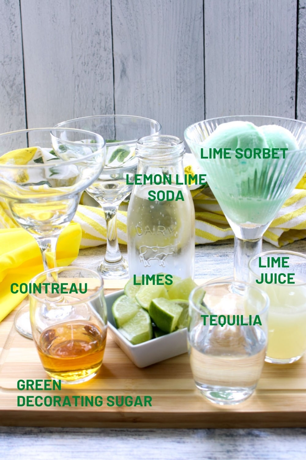 Ingredients for a margarita float