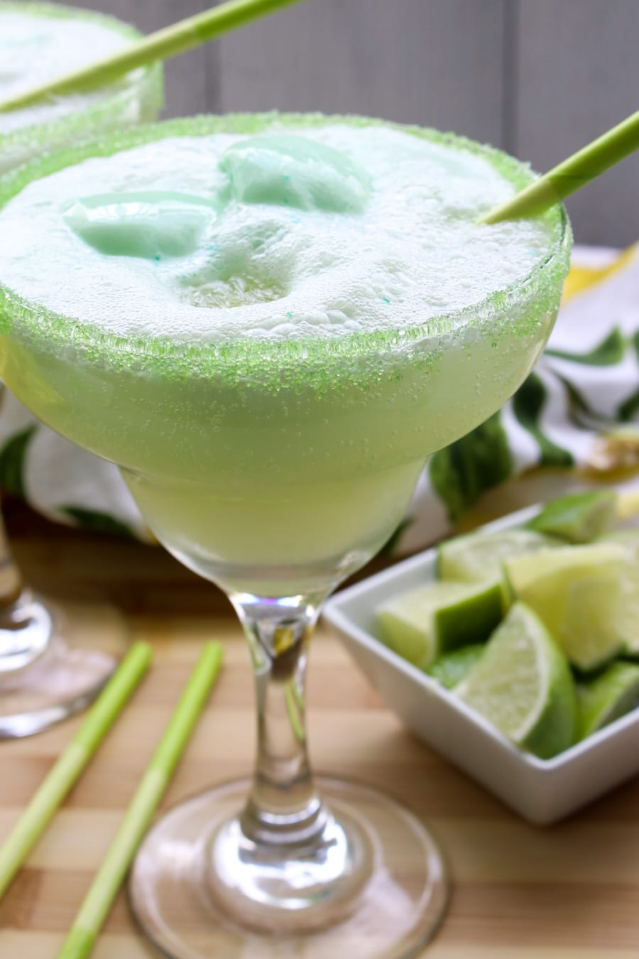 close up shot of an ice margarita