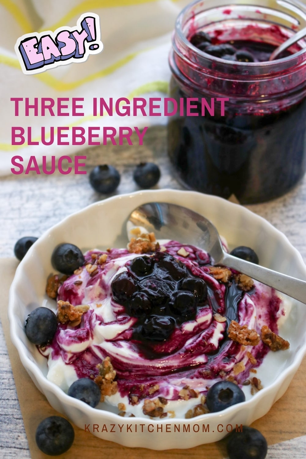 Sweet, juicy, tangy blueberries cooked down to make your new favorite sauce. Pour it over pancakes, waffles, yogurt, or ice cream. via @krazykitchenmom