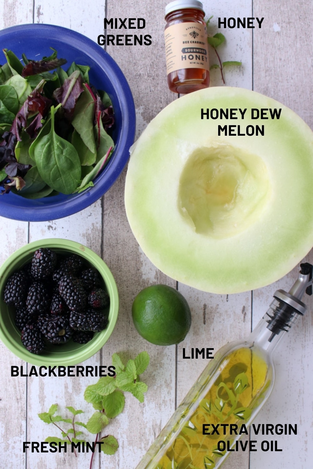 ingredients to make blackberry melon salad