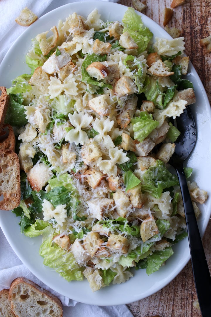 platter of caesar salad pasts