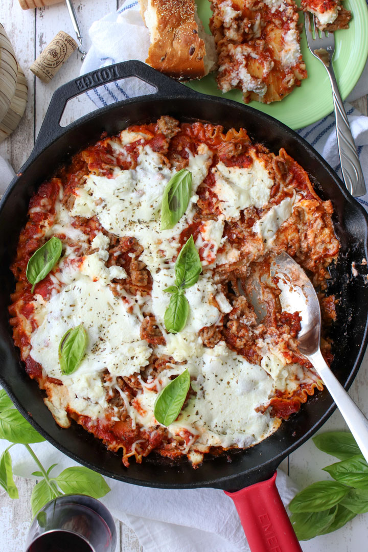 SKILLET PF LASAGNA WITH LARGE SPOON