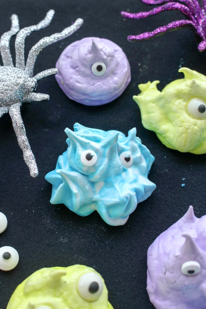 blue monster meringue with two eyes