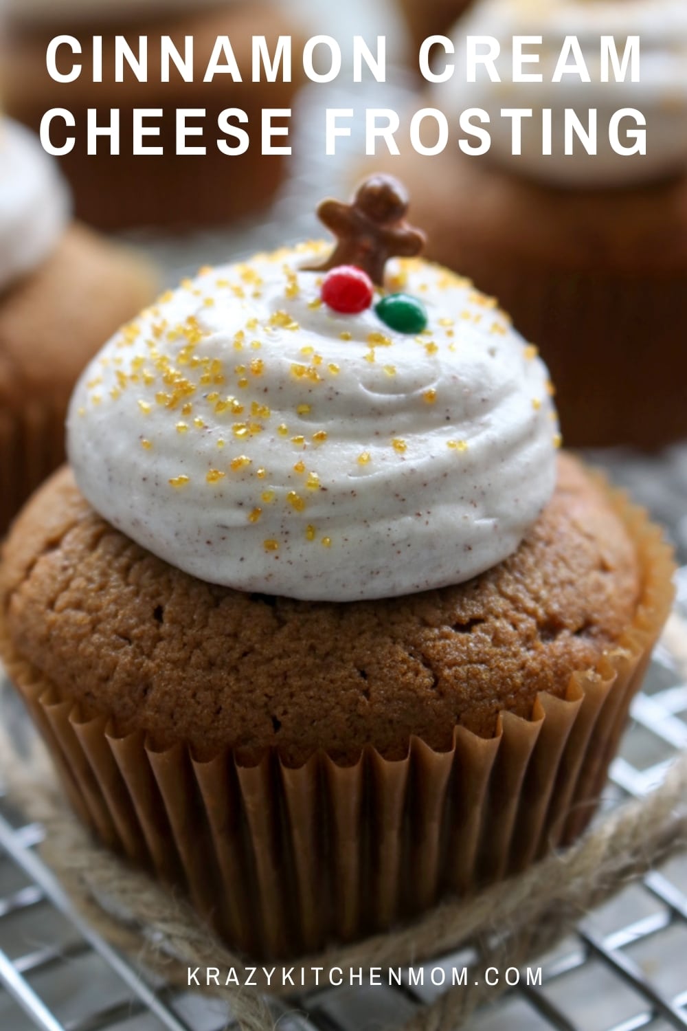 Nothing says the holidays like warm cozy gingerbread spices. These cupcakes are a special treat with cinnamon, ginger, and nutmeg. Frost them with my amazing Cinnamon Cream Cheese Frosting for an extra special treat.  via @krazykitchenmom