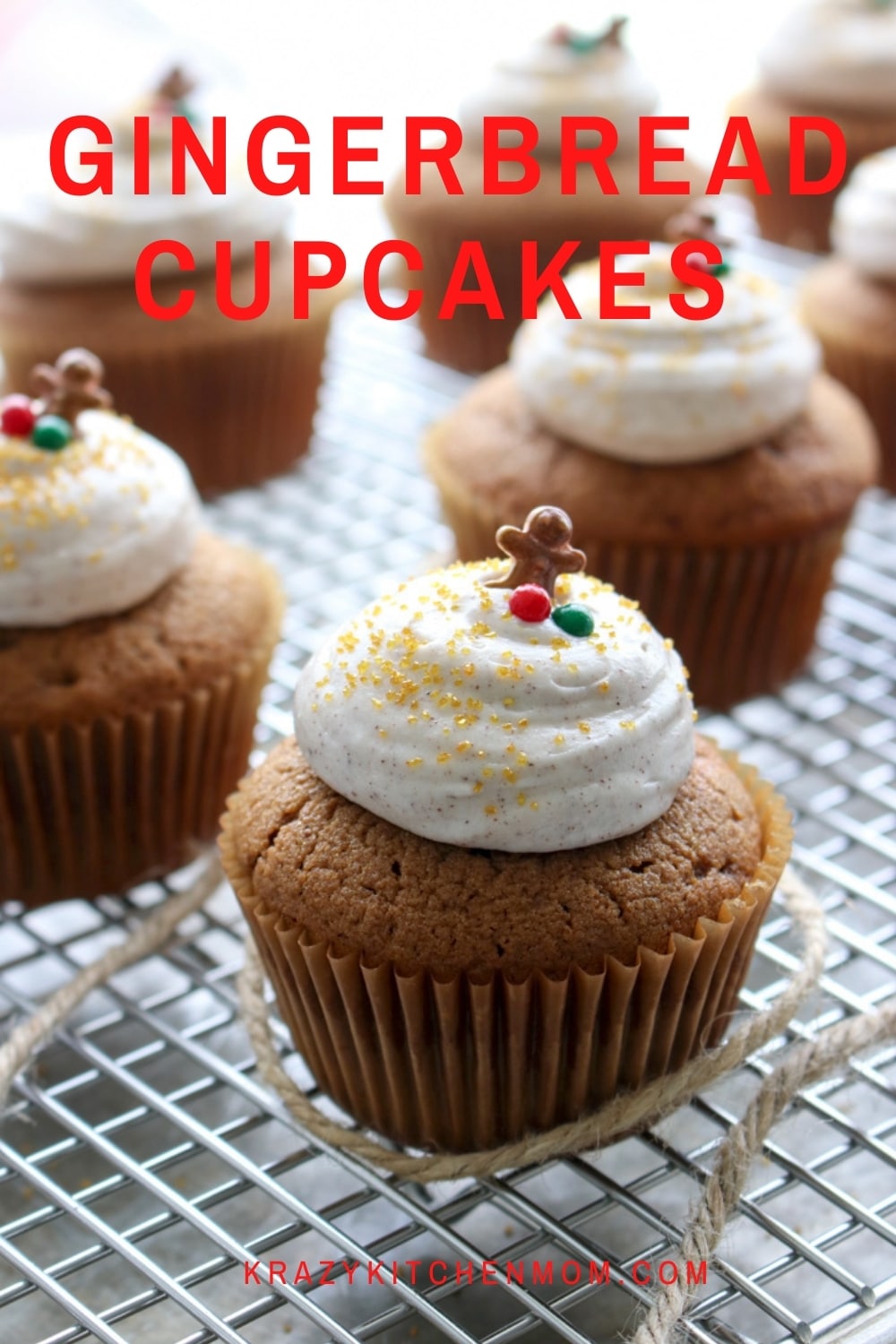 Nothing says the holidays like warm cozy gingerbread spices. These cupcakes are a special treat with cinnamon, ginger, and nutmeg. Frost them with my amazing Cinnamon Cream Cheese Frosting for an extra special treat.  via @krazykitchenmom