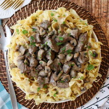 large platter of stroganoff