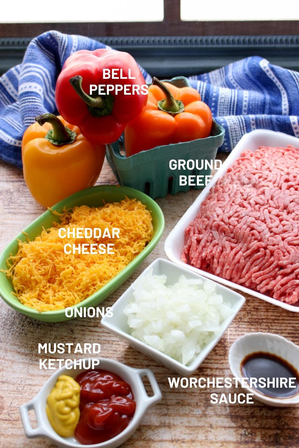 Ingredient to make cheeseburger stuffed peppers