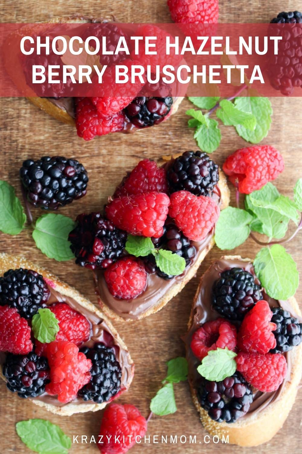 The combination of chocolate hazelnut spread and fresh berries is a flavor explosion on a crispy slice of toasted baguette. via @krazykitchenmom