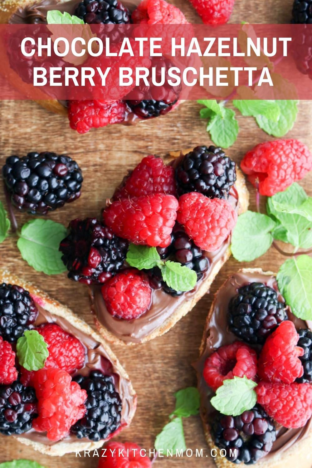 The combination of chocolate hazelnut spread and fresh berries is a flavor explosion on a crispy slice of toasted baguette. via @krazykitchenmom