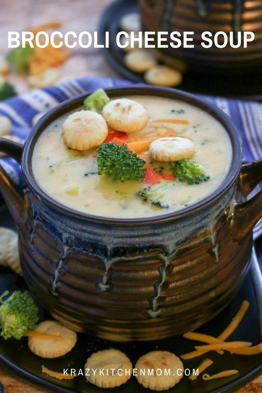 People-pleasing Homemade Broccoli Cheese Soup is ready in less than 30 minutes. It's cheesy and creamy, filled with broccoli and carrots. via @krazykitchenmom