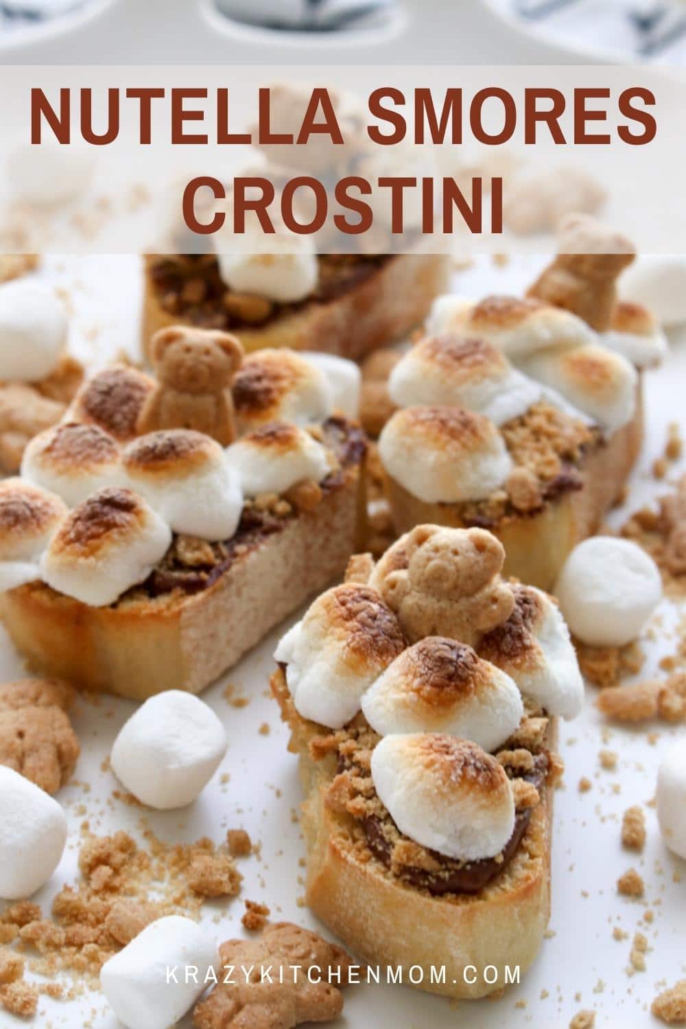 Kids and adults alike will love these fun chocolate hazelnut s'more crostinis. Traditional flavors of s'mores in a fancy little appetizer. via @krazykitchenmom