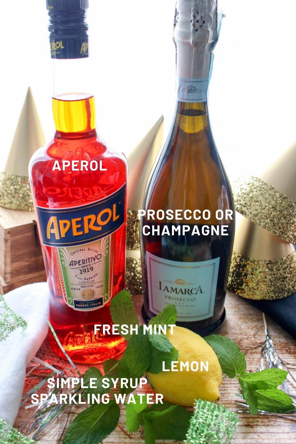 shot of the ingredient to make aperol spritz